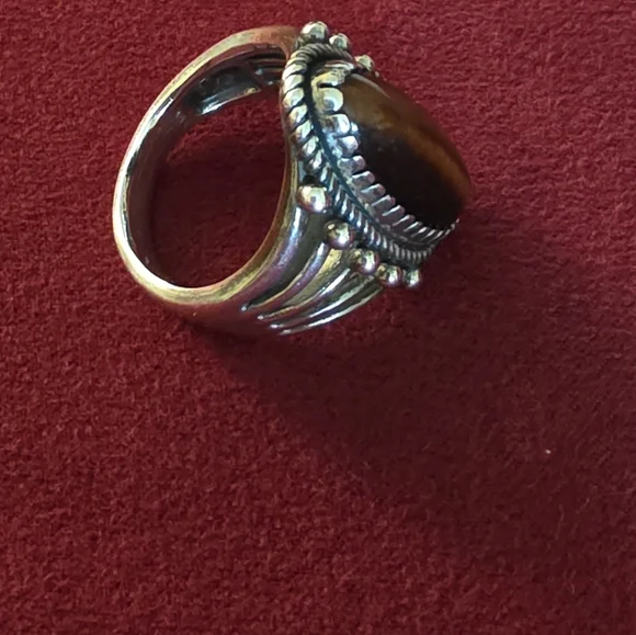 American West Sterling Silver Oval Tiger's Eye Ring- Size 10 - Picture 2 of 2